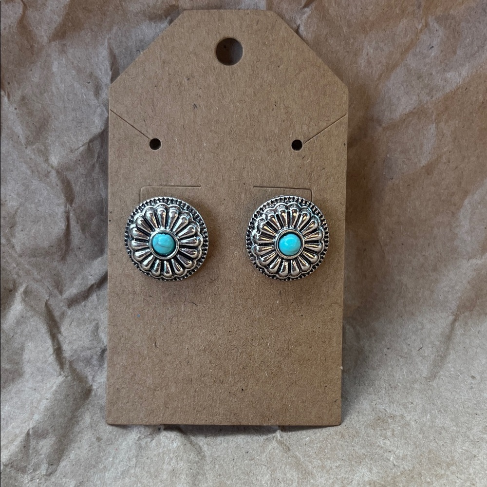 Silver and Turquoise Stud Earrings